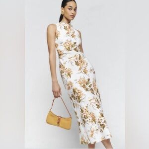 Reformation White Floral Midi Dress 6